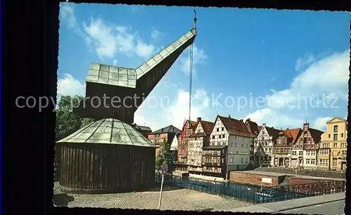 Lueneburg Alter Kran u.Fachwerkhaeuser an der Ilmenau Kat. Lueneburg