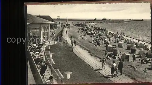 Buesum Nordseebad Liegehalle mit Blick zur Mole (Stempel) Kat. Buesum