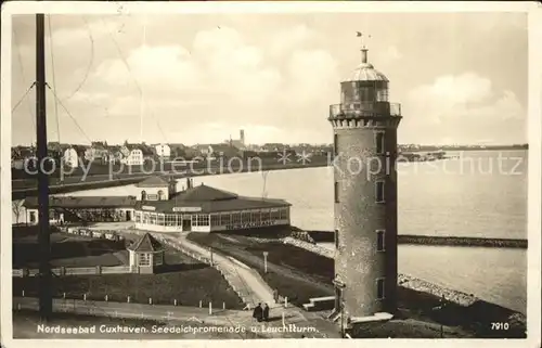 Cuxhaven Nordseebad Seedeichpromenade u Leuchtturm Kat. Cuxhaven