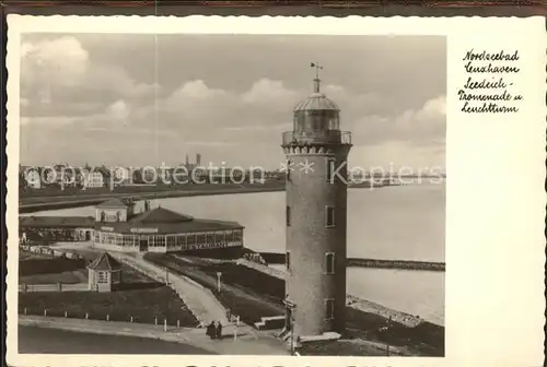 Cuxhaven Nordseebad Seedeichpromenade mit Leuchtturm (Feldpost) Kat. Cuxhaven