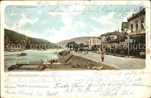 Assmannshausen Rheinpromenade mit Gasthaus zur Krone / Ruedesheim am Rhein /