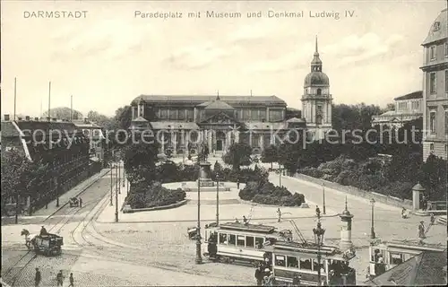 Darmstadt Paradeplatz mit Museum u.Denkmal Ludwig IV Kat. Darmstadt