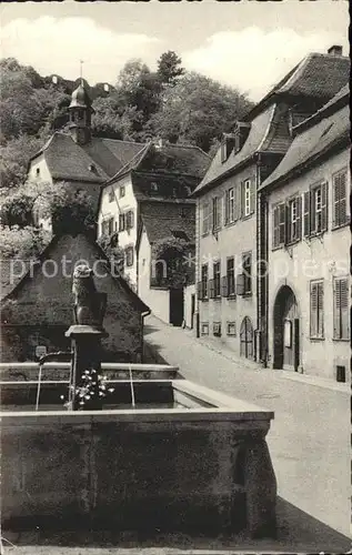 Lindenfels Odenwald Partie am Burgaufgang mit Brunnen (Stempel) Kat. Lindenfels