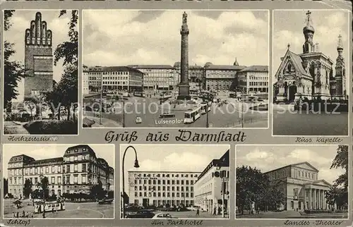Darmstadt Russ.KapelleLuisenplatz u.Landes Theater Kat. Darmstadt