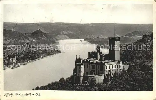 Koblenz Rhein Schloss Stolzenfels mit Blick auf den Rhein Kat. Koblenz