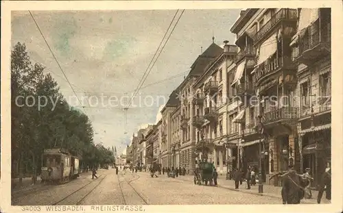 Wiesbaden Rheinstrasse mit Strassenbahn Kat. Wiesbaden