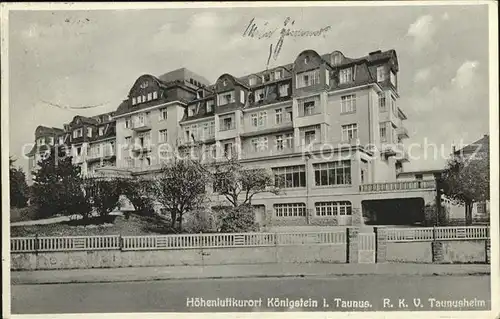 Koenigstein Taunus R.K.V.Taunusheim (Bahnpoststempel) Kat. Koenigstein im Taunus