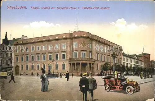Wiesbaden Koenigl.Schloss mit Kavalier Haus u.Wilhelm Heil Anstalt Kat. Wiesbaden