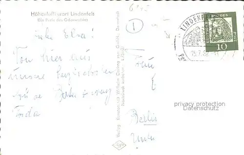 Lindenfels Odenwald (Stempel) Kat. Lindenfels