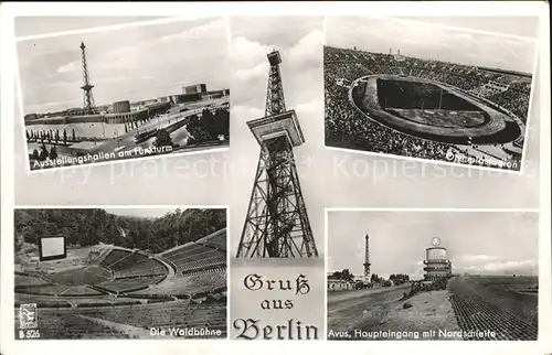 Funkturm Berlin Olympiastadion Waldbuehne Avus  Kat. Bruecken