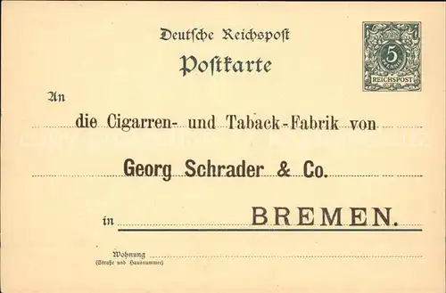 Tabak Zigarren Fabrik Georg Schrader & Co. Bremen  Kat. Genussmittel