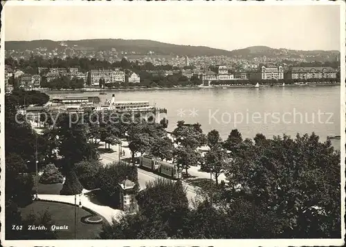 Strassenbahn Dampfer Zuerich Quais  Kat. Strassenbahn