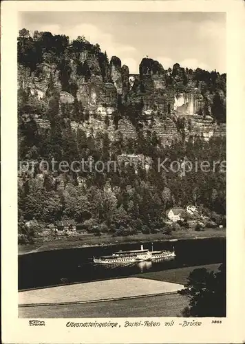 Dampfer Seitenrad Elbsandsteingebirge Bastei Felsen  Kat. Schiffe