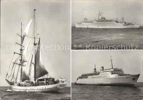 Segelboote Wilhelm Pieck Ozeandampfer Faehrschiff Sassnitz Kat. Schiffe