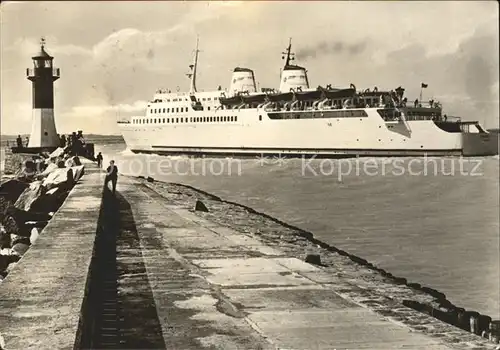 Faehre MS Sassnitz Leuchtturm Molenkopf Kat. Schiffe