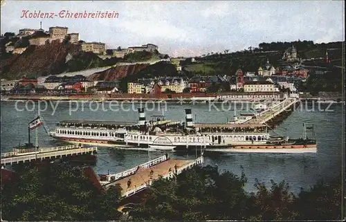 Dampfer Seitenrad Koblenz Ehrenbreitstein Kat. Schiffe