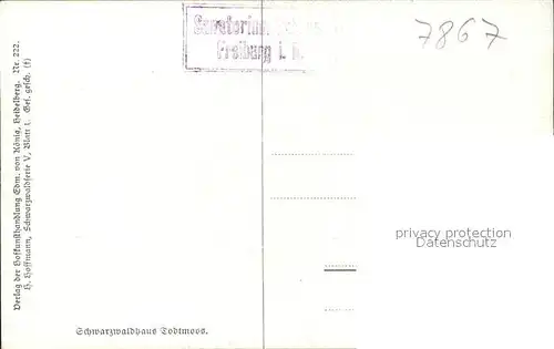 Hoffmann Heinrich Schwarzwaldhaus Todtmoos Nr. 222  Kat. Kuenstlerkarte