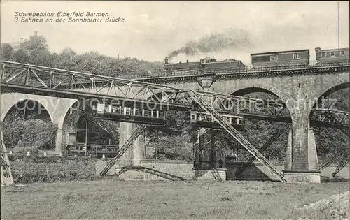 Schwebebahn Eisenbahn Strassenbahn Sonnborner Bruecke Wuppertal Kat. Bahnen