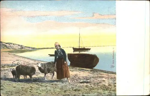 Schafe Boote Frau Serie Schleswig 41 Kat. Tiere