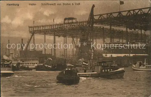 Werftbau Hamburg Hafen Schiffswerft von Blohm und Voss  Kat. Schiffe