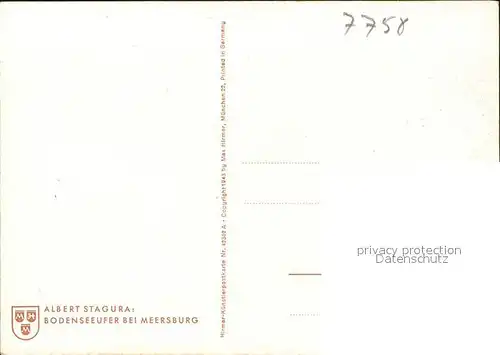 Kuenstlerkarte Albert Stagura Bodenseeufer bei Meersburg Nr. 42302 Kat. Kuenstlerkarte