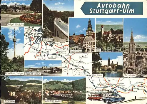 Autobahn Stuttgart Ulm Aichelberg Viadukt  Kat. Autos