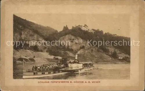 Dampfer Seitenrad Schloss Fuerstenberg b. Hoexter a.d. Weser  Kat. Schiffe