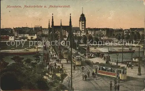 Strassenbahn Mannheim Neckarbruecke Neckarvorstadt  Kat. Strassenbahn