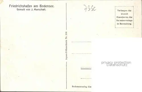 Kuenstlerkarte J. Marschall Friedrichshafen am Bodensee Nr. 596 Kat. Kuenstlerkarte