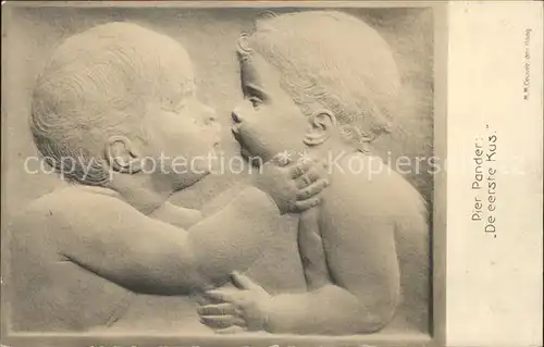 kk86334 Baby Nursery Bebe Pier Pander Der erste Kuss  Kategorie. Kinder Alte Ansichtskarten