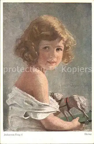 Kuenstlerkarte Johanna Engel Heinz Nr. 640 Kind Kinderspielzeug Pferd  Kat. Kuenstlerkarte