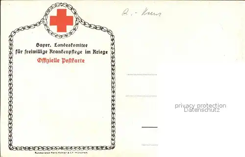 Rotes Kreuz Kuenstlerkarte Landkarte Krieg Landeskomitee Bayern  Kat. Rotes Kreuz