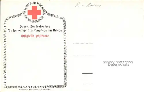 Rotes Kreuz Krieg Landkarte Landeskomitee Bayern Kuenstlerkarte Kat. Rotes Kreuz