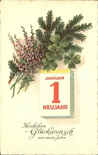 Datumskarte Neujahr Kleeblaetter  Kat. Besonderheiten
