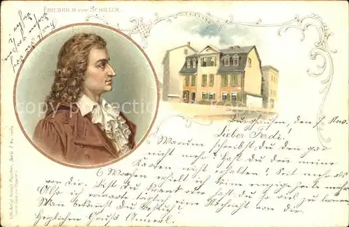 Schiller Friedrich Haus Litho Kat. Dichter