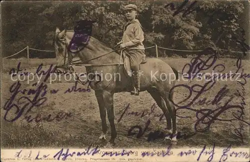Adel Sachsen Kronprinz Georg Pferd reiten Reitsport Kat. Koenigshaeuser