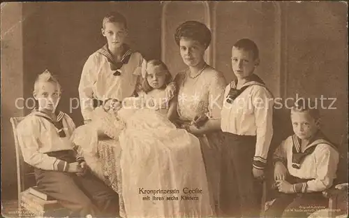 Adel Preussen Kronprinzessin Cecilie mit Kinder Kat. Koenigshaeuser