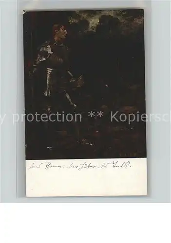 Thoma Hans Nr. 186 Der Hueter des Tals Ritter  Kat. Kuenstlerkarte