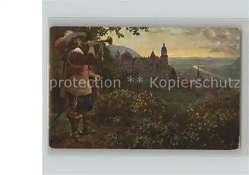 Hoffmann Heinrich Nr.730 Alt Heidelberg Trompete Schloss  Kat. Kuenstlerkarte