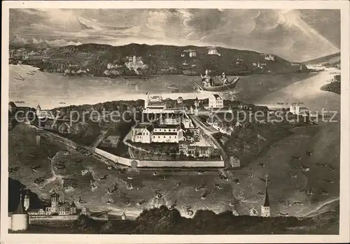 Insel Reichenau Luftaufnahme nach einem Gemaelde aus dem Jahre 1624 Kat. Reichenau