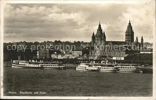 Mainz Rhein Stadthalle und Dom Rhein Schiff / Mainz Rhein /Mainz Stadtkreis