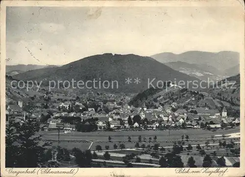 Gengenbach Panorama Blick vom Ziegelkopf Kupfertiefdruck Kat. Gengenbach