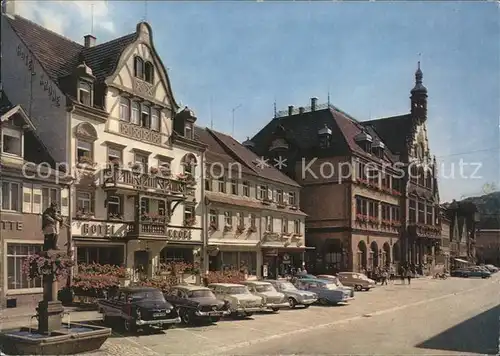 Wolfach Marktplatz mit Rathaus u.Hotel Krone Kat. Wolfach