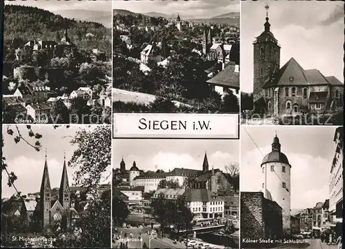 Siegen Westfalen Oberes Schloss Nikolaikirche St Michaelskirche Siegbruecke Schlossturm / Siegen /Siegen-Wittgenstein LKR