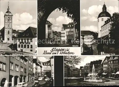 Siegen Westfalen Rathaus Nikolaikirche Markt Dicker Turm Loehnstr Marktplatz / Siegen /Siegen-Wittgenstein LKR