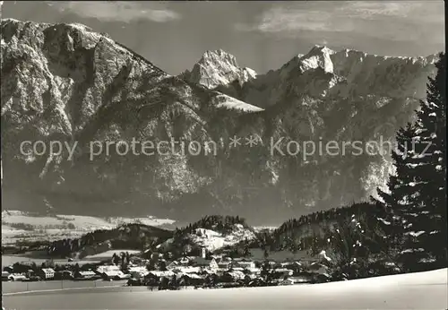 Oberaudorf im Schnee mit Kaisergebirge Kat. Oberaudorf