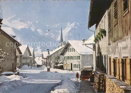 Garmisch Partenkirchen Floriansplatz im Schnee Zugspitzgruppe Kat. Garmisch Partenkirchen