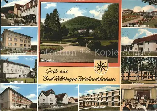 Reinhardshausen Kurgarten Pensionen Kajuete Sonnenblick Westf. Hof Badehaus Kat. Bad Wildungen