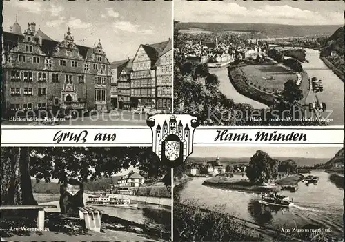 Hann. Muenden Rathaus Zusammenfluss von Werrer und Fulda Wappen Kat. Hann. Muenden