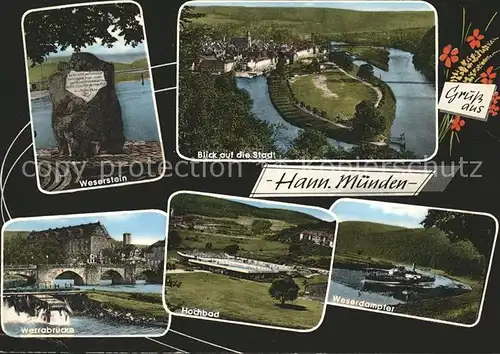 Hann. Muenden Weserstein Zusammenfluss Werrabruecke Hochbad  Kat. Hann. Muenden